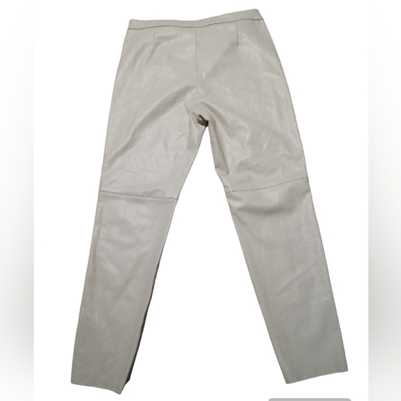 Zàra High Rise Tan Zip Ankle Faux Leather Skinny Pants Size XL - Picture 7 of 8